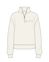 The Womens 1/4 Zip - Off White - Fitbody - Left Chest Stacked - Tone on Tone