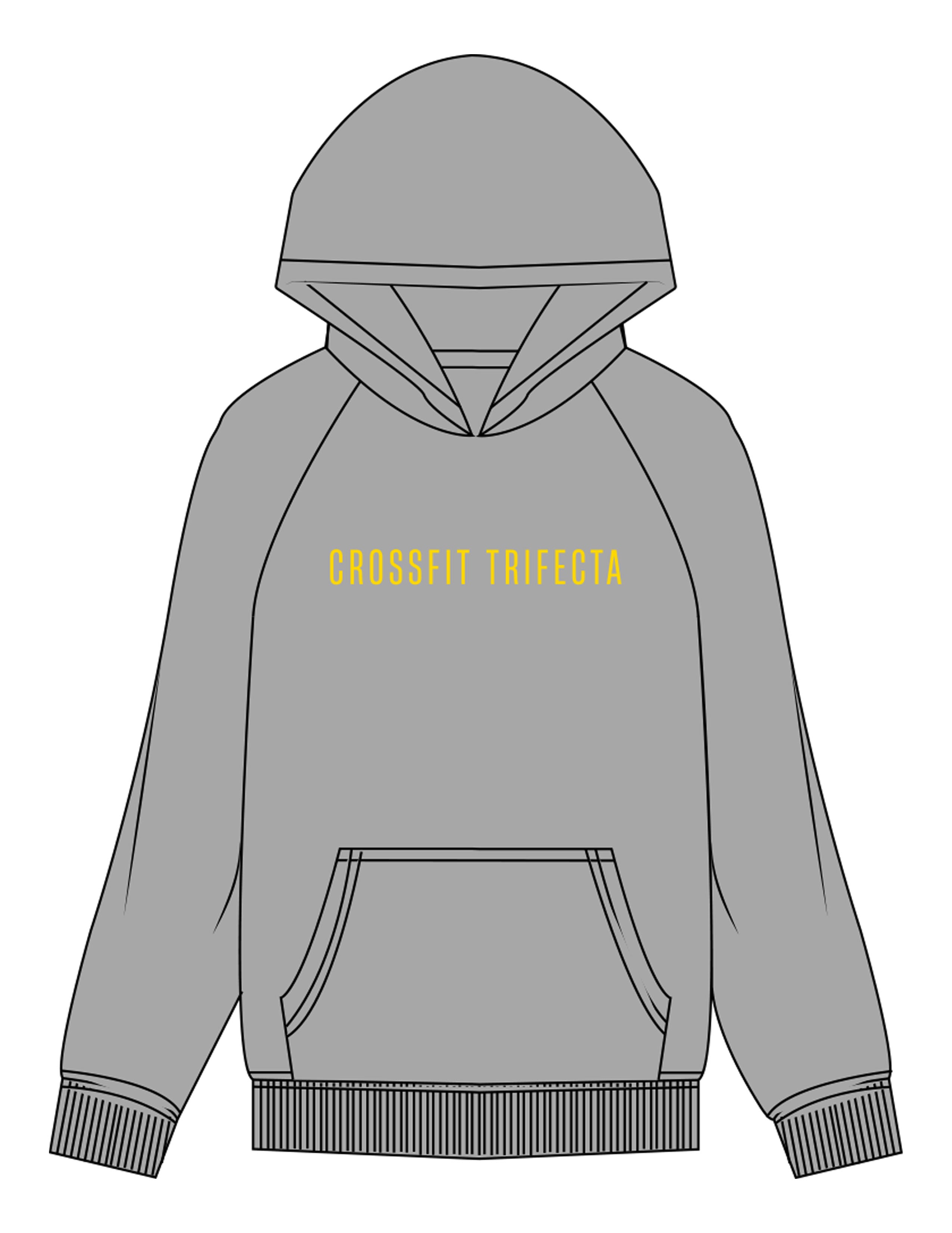 The Mens Hoodie - Heather - Crossfit Trifecta - Center Chest & Full Back - Printed - Full Color