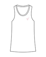 The Womens Full Length Tank - White - Viva Lagree - Left Chest & Center Back - Printed - Pink