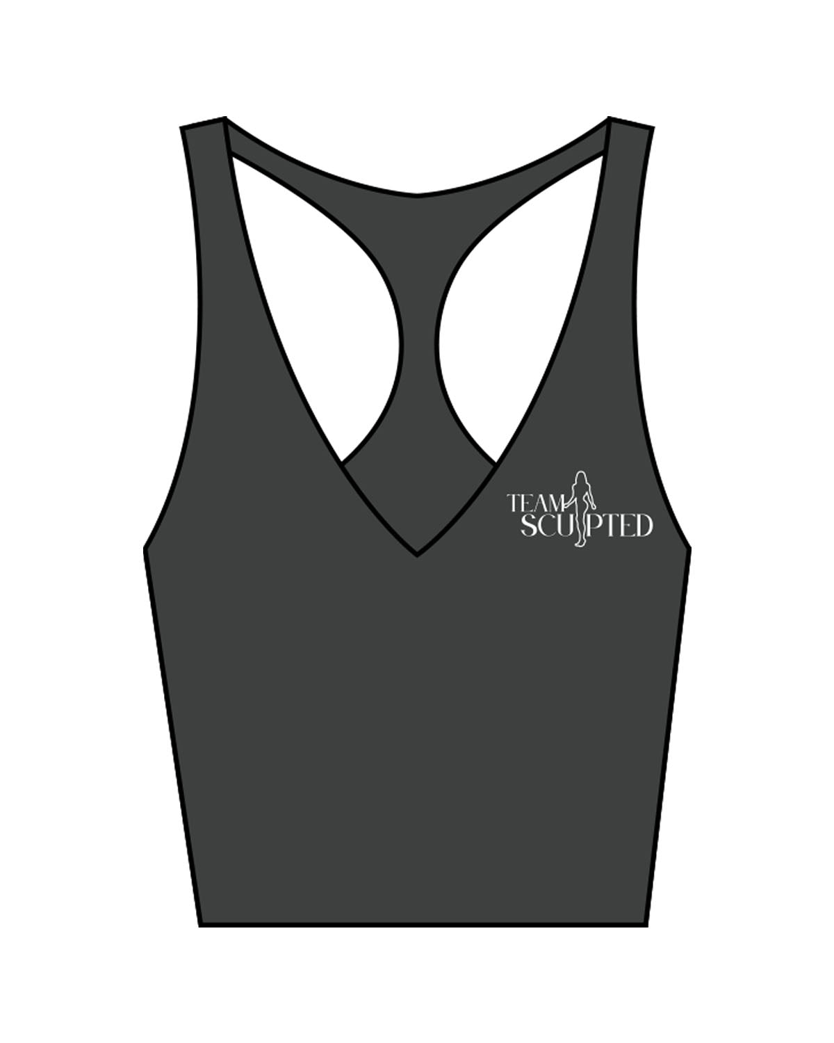 The Racer Tank - Pebble - Team Sculpted - Left Chest Logo & Center Back - Printed - White