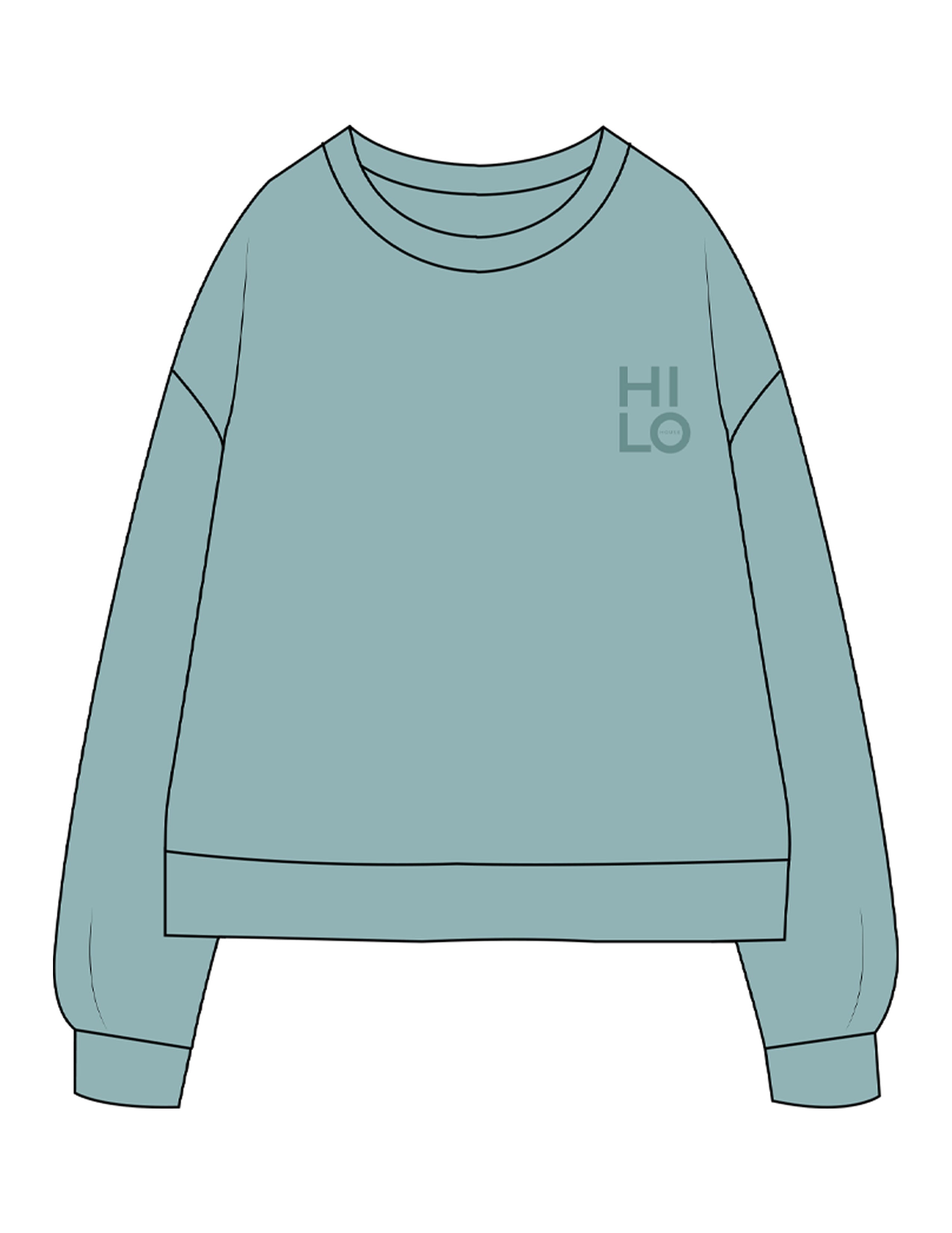 The Recycled Unisex Crewneck - Arctic - HiLo - Left Chest & Back Stacked "SORRY" - Printed - Tone on Tone