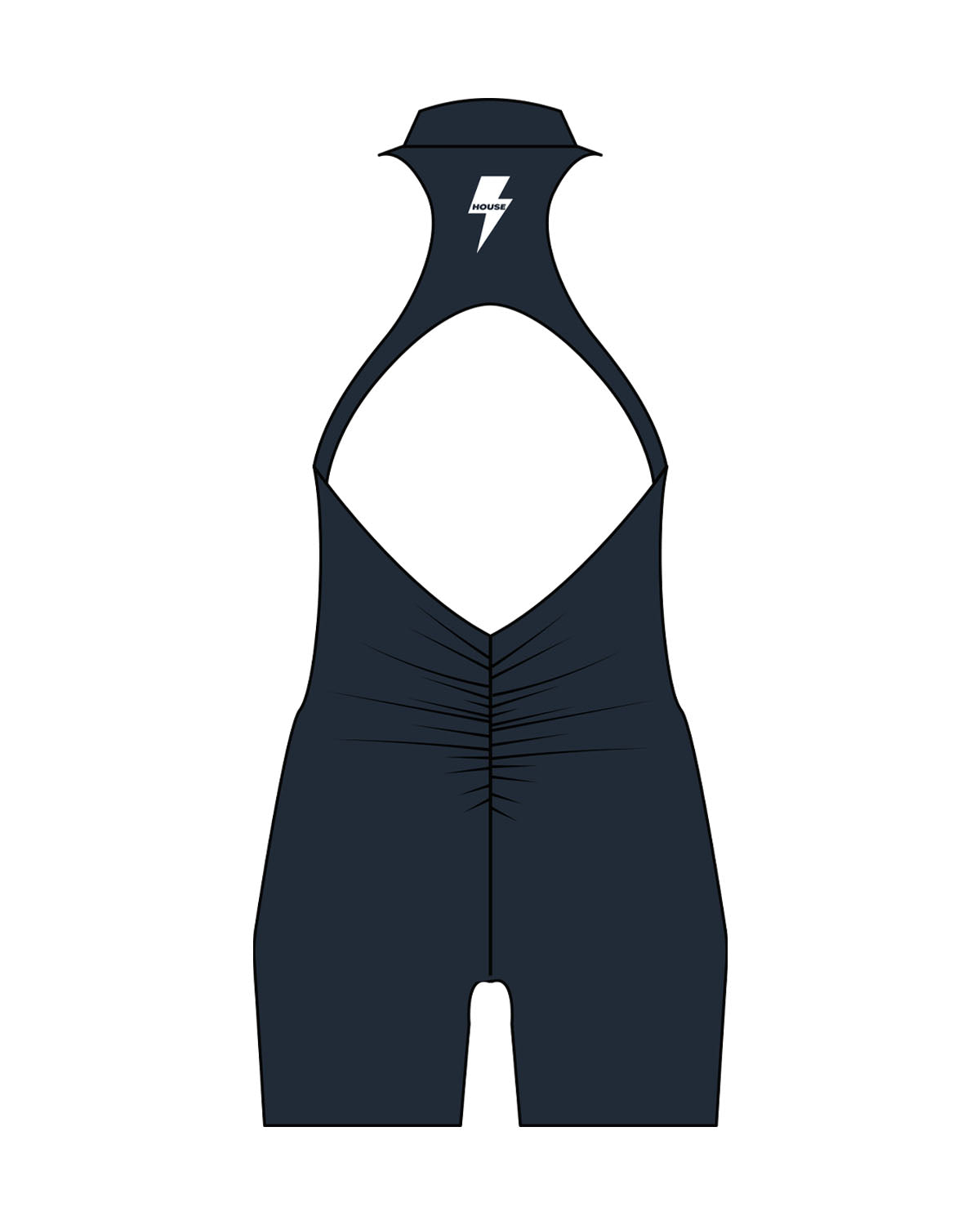 The High Neck Zip Jumpsuit - Navy - HiLo - Center Back - Printed - White