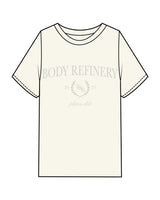 The Womens Heavyweight Tee - Off White - The Body Refinery - Center Chest Stacked & Back Neckline - Tone on Tone