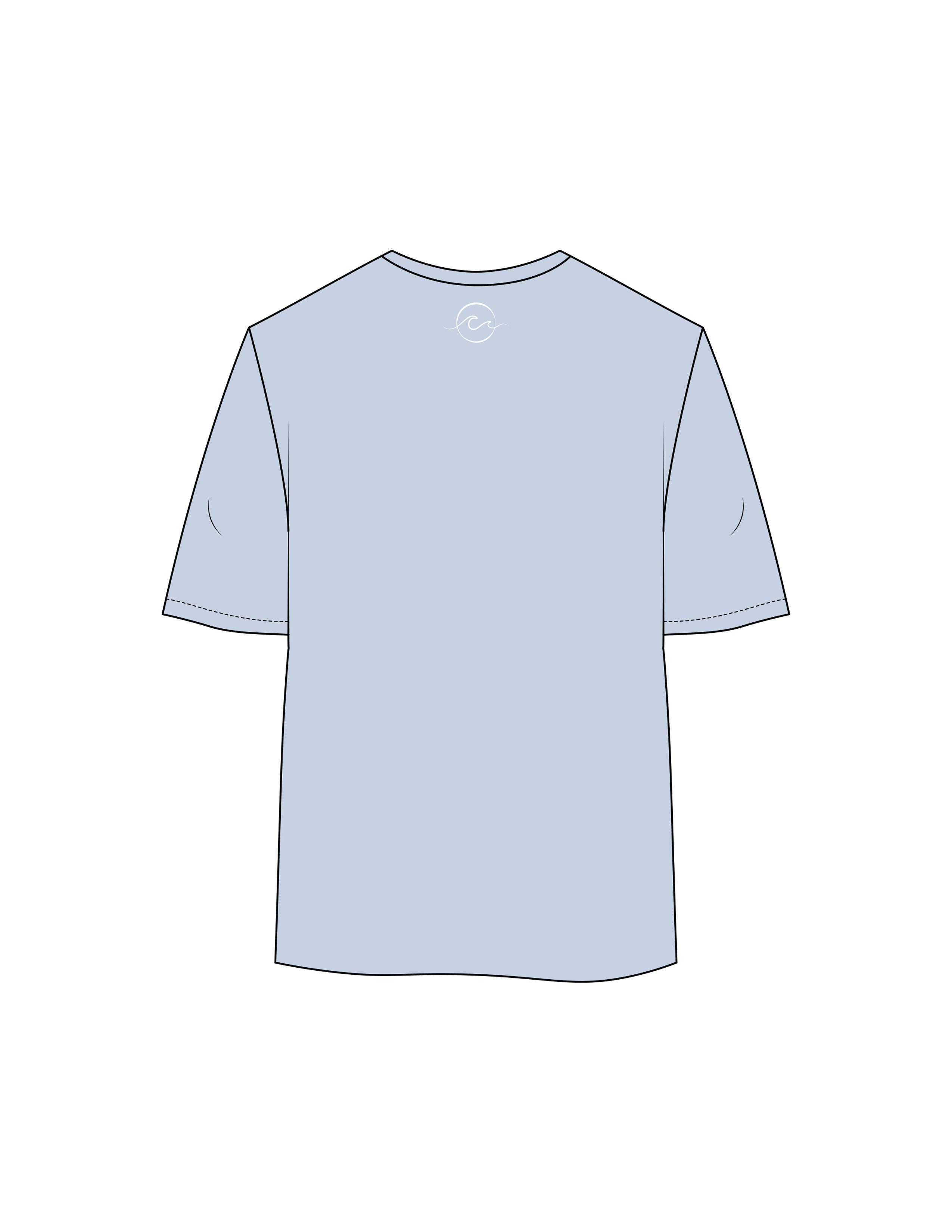 The Womens Oversized Tee - Powder - Coastal Movement - Back Neckline - Printed - White