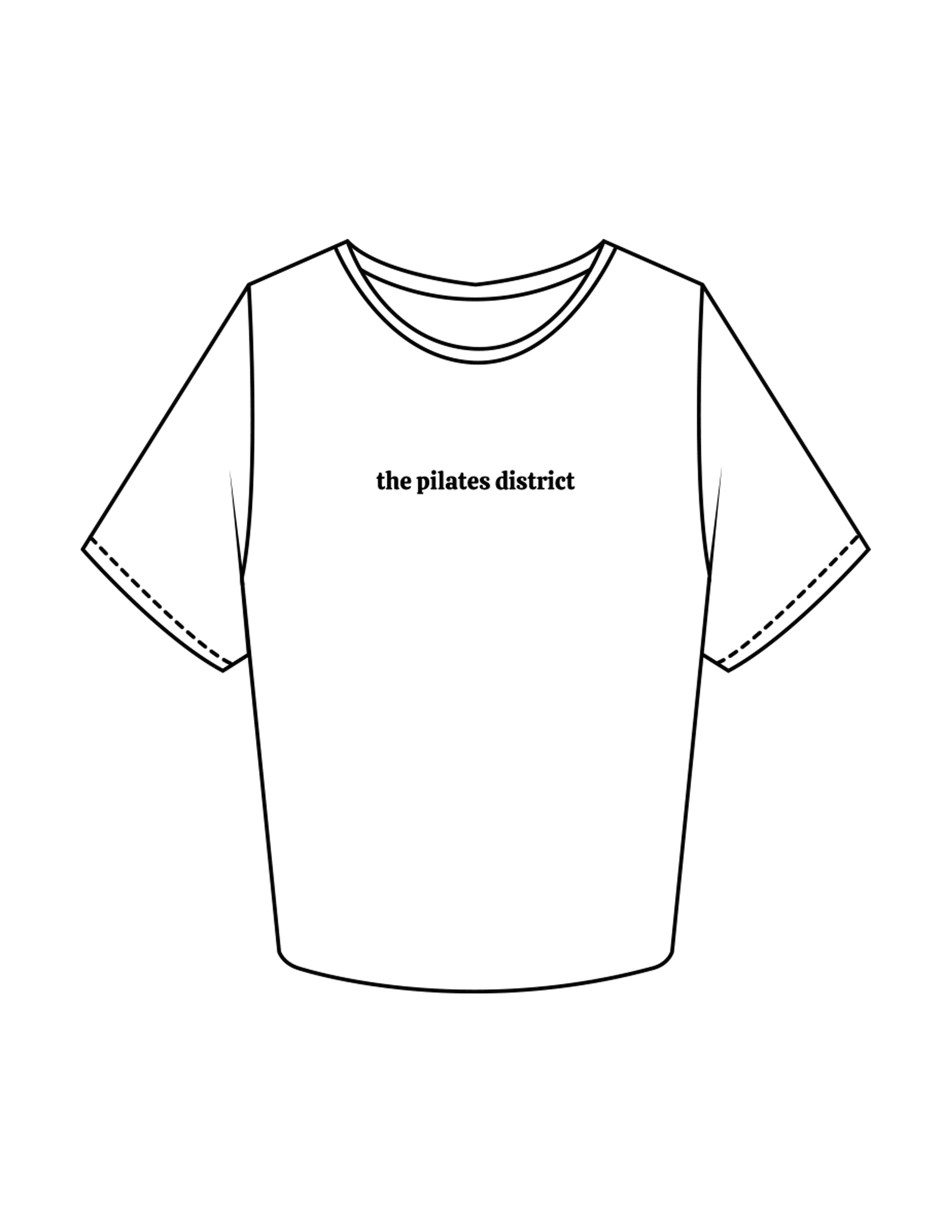 The Crop Tee - White - THE PILATES DISTRICT - Center Chest - Printed - Black