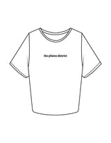 The Crop Tee - White - THE PILATES DISTRICT - Center Chest - Printed - Black