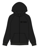 The Womens Zip Hoodie - Black - Krista - Left Chest & Back Center Stacked - Black