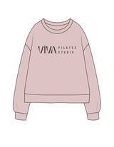 The Recycled Unisex Crewneck - Blush - Viva Pilates - Center Chest - Printed - Washed Black