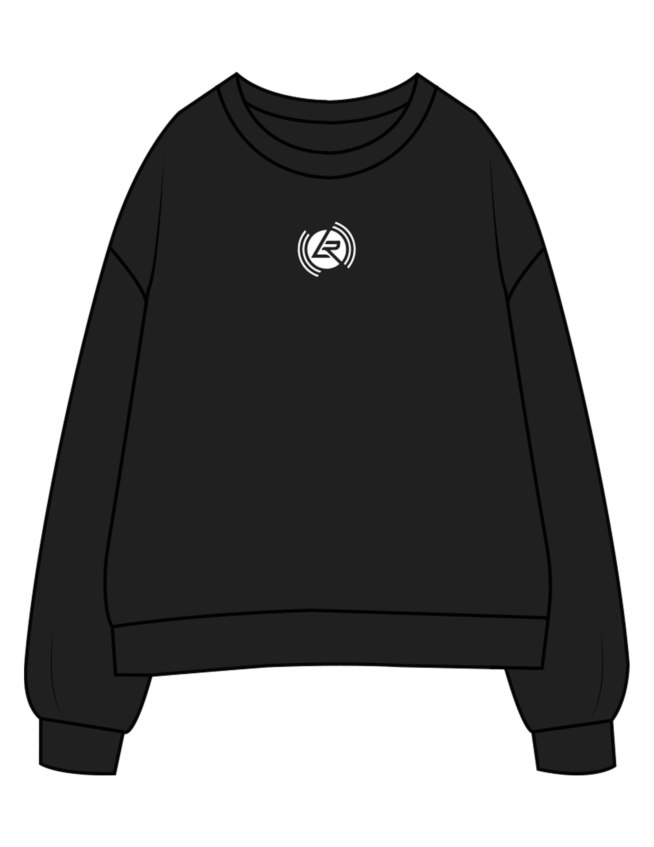 The Womens Crewneck - Black - Lagree Red - Upper Chest & Back Stacked - Printed - White
