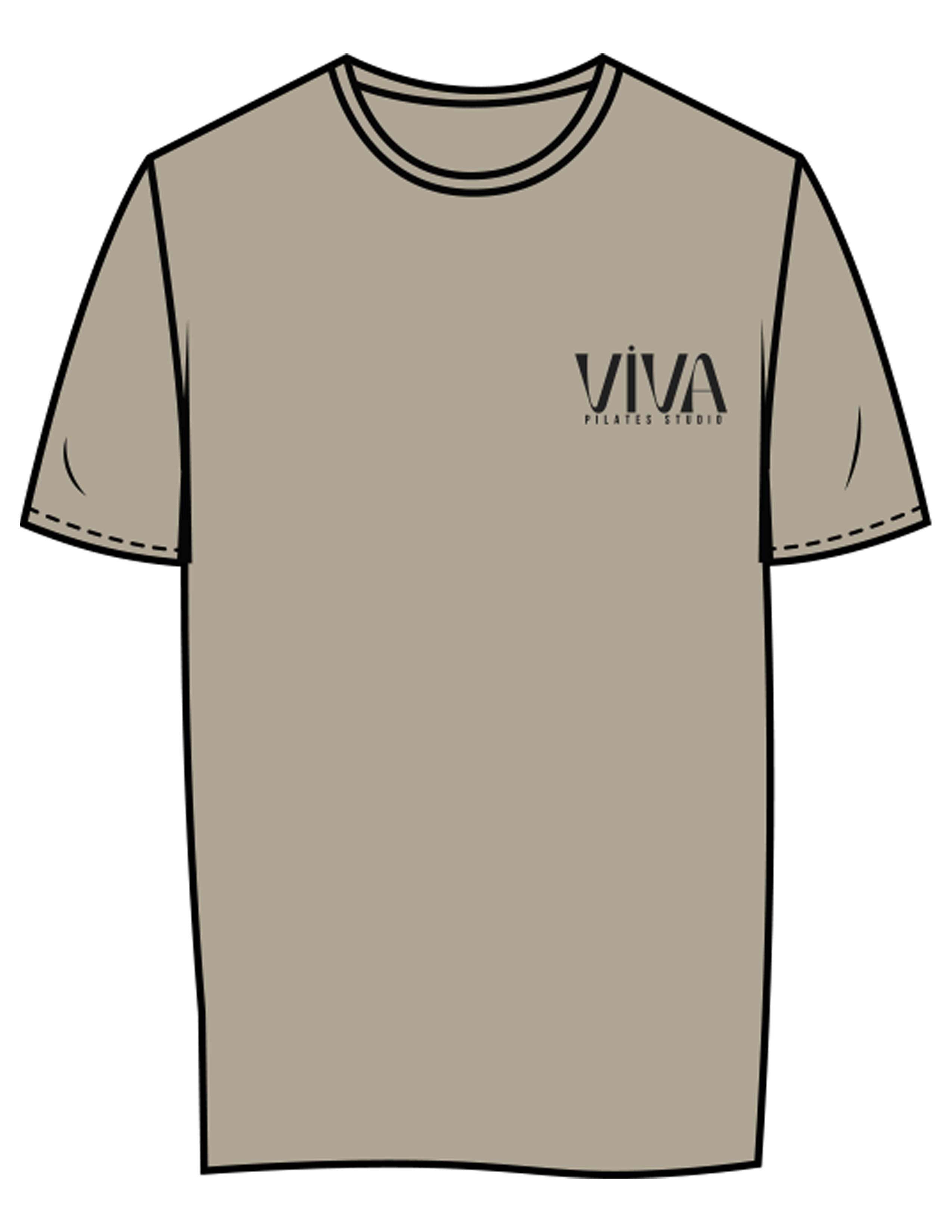 The Womens Tee - Eucalyptus - Viva Pilates - Left Chest Stacked - Printed - Black