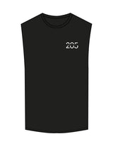 The Muscle Tank - Black - Studio 205 - Left Chest "205" & Back Stacked - Printed - White