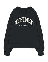 The Mens Heavyweight Crewneck - Pine Green - Refined Movement - Center Chest Stacked - Printed - Off White