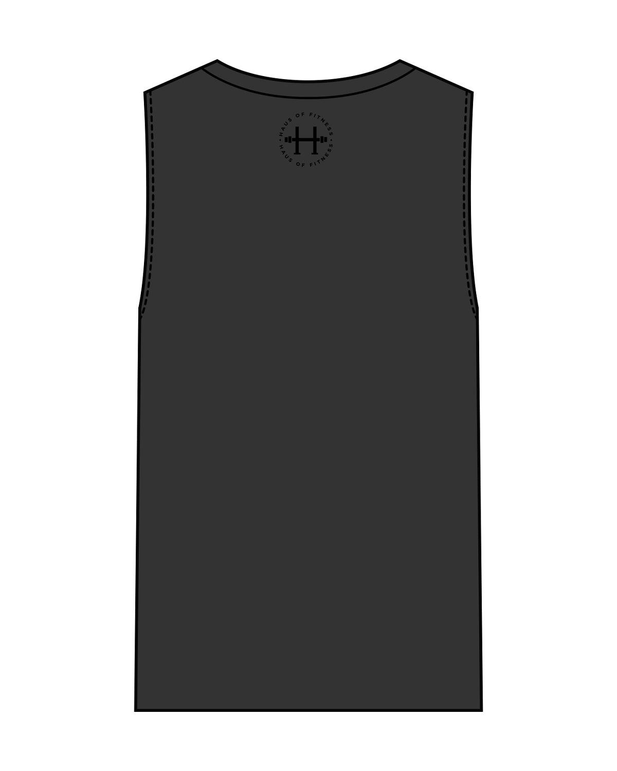The Mens Heavyweight Tank - Washed Black - Haus of Fitness - Center Chest & Back Round Neckline - Black