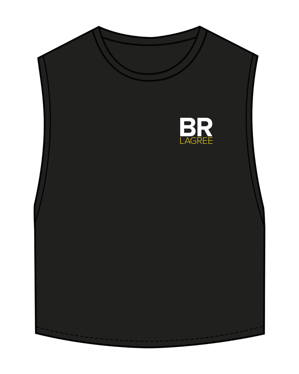 The Crop Muscle Tank - Black - Body Restoration - Left Chest Stacked & Back Center Spine - Printed - Full Color