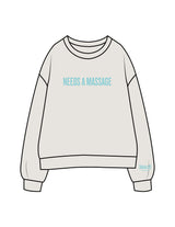 The Womens Crewneck - Washed Bone - Squeeze Massage - Center Chest & Left Sleeve - Printed - Turquoise
