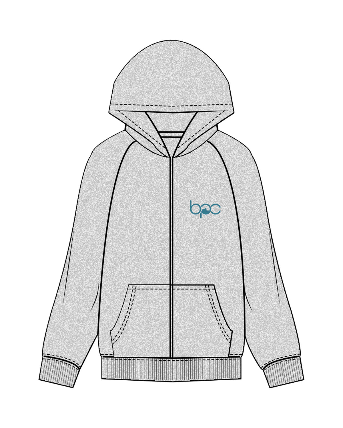 The Mens Zip Hoodie - Heather - Baxter Pacific - Left Chest & Back Stacked - Printed - Blue