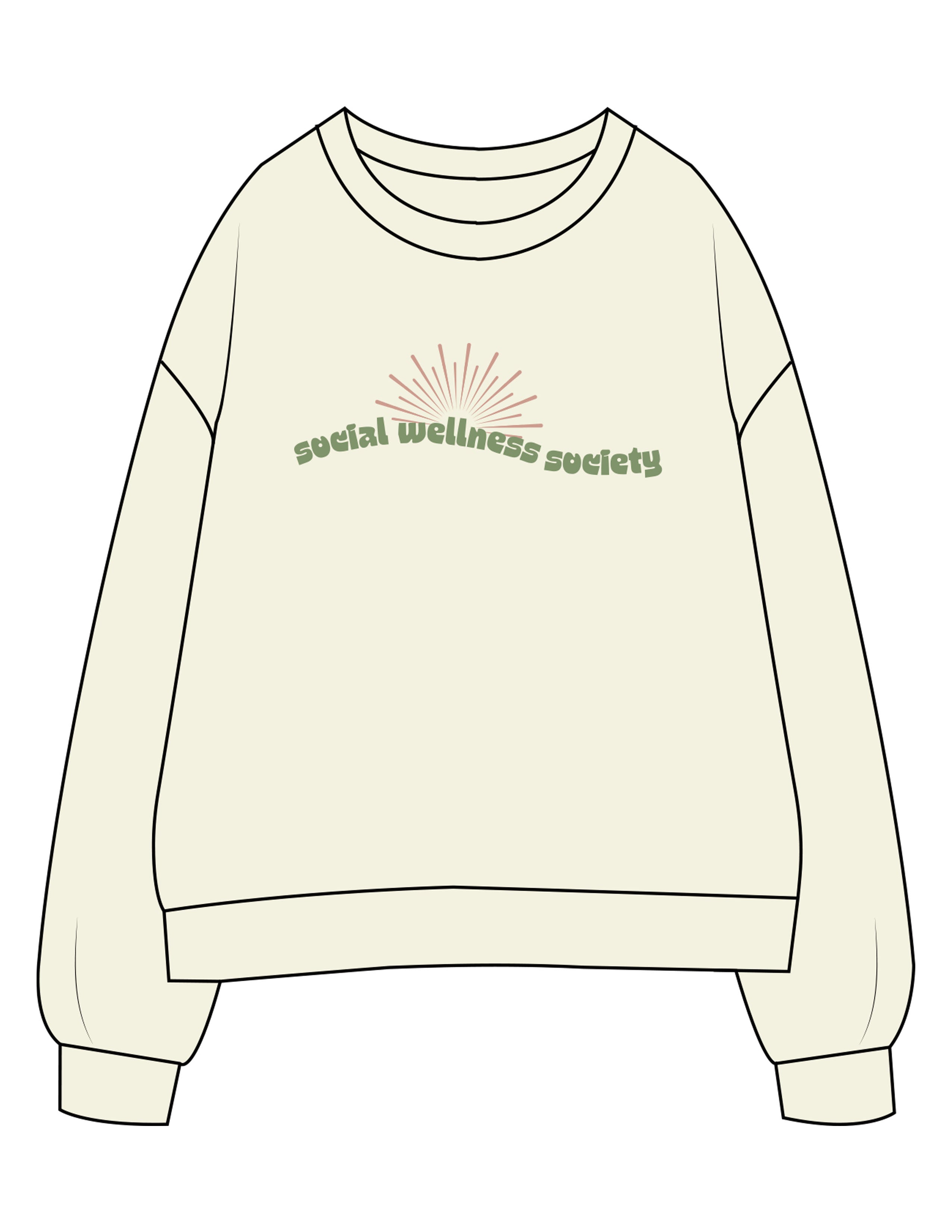 The Womens Crewneck - Butter - SWS - Center Chest Wavy Text - Printed - Full Color