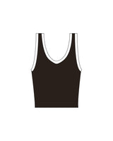 The Piped 3/4 Crop Tank - Brown - Vibe Hot Yoga & Pilates - Center Back - Printed - White