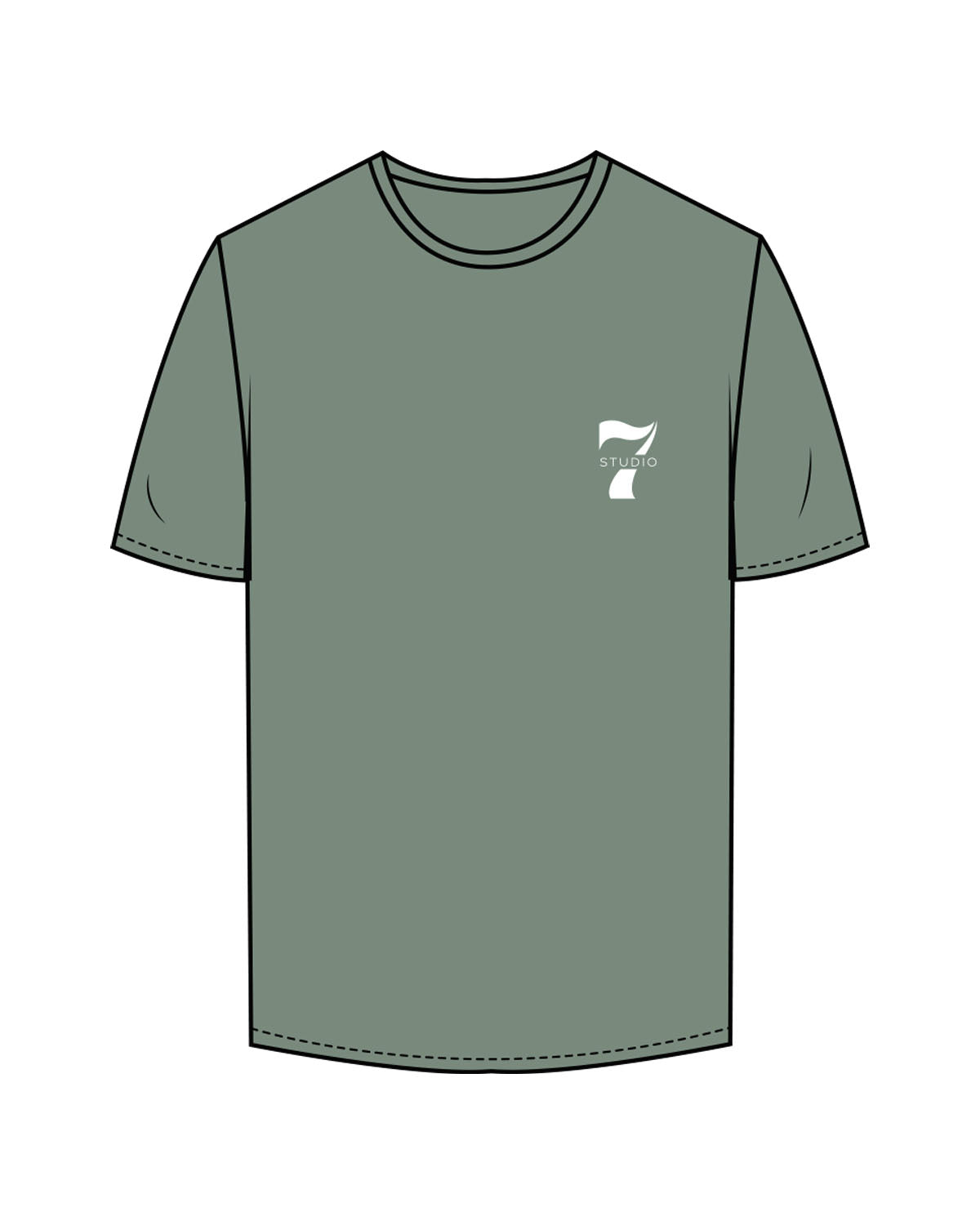 The Mens Tee - Sage - STUDIO 7 - Left Chest - Printed - White