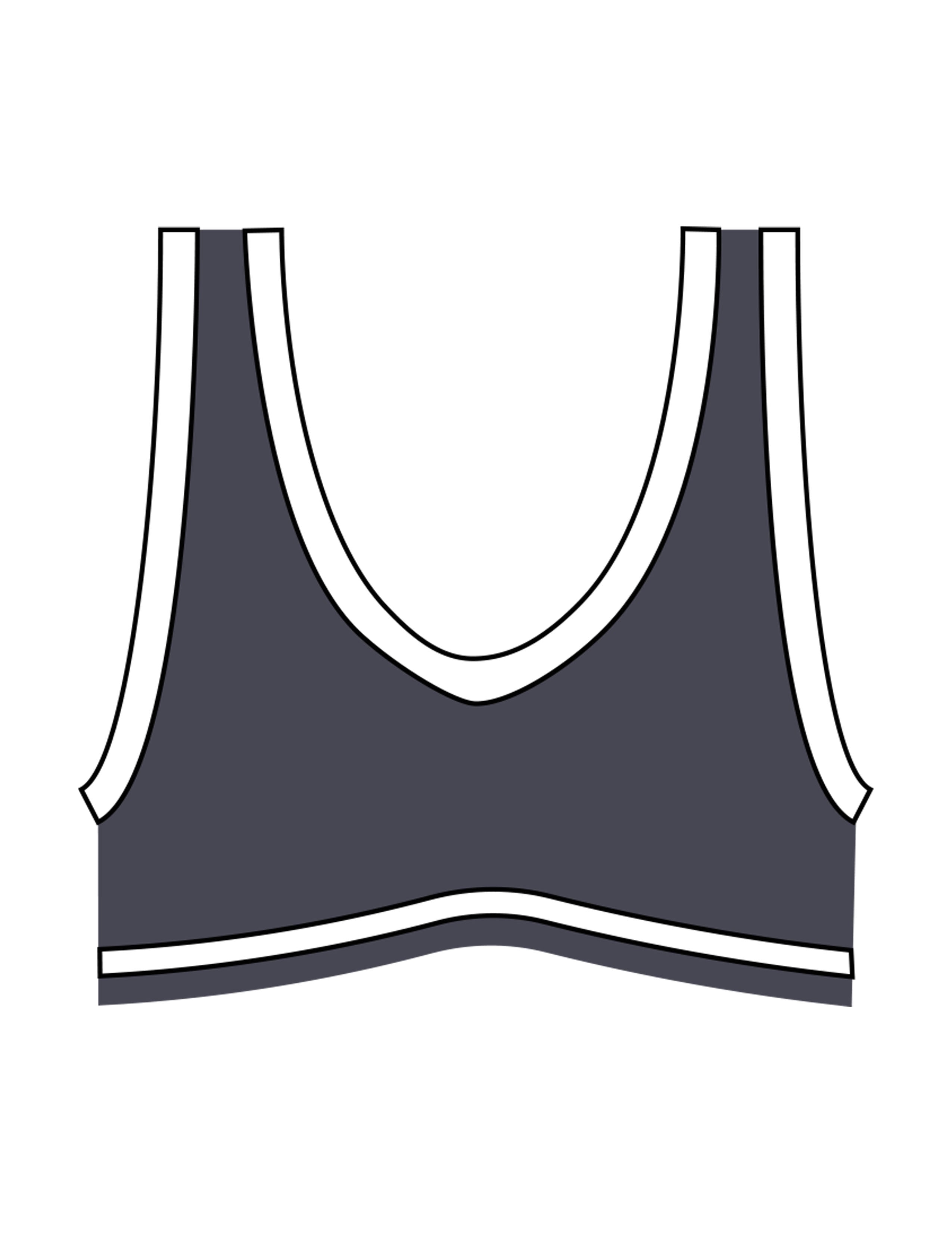 The Piped Bra - Petrol Blue - Peach F.L - Center Back - Printed - White
