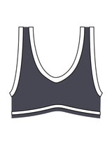 The Piped Bra - Petrol Blue - Peach F.L - Center Back - Printed - White