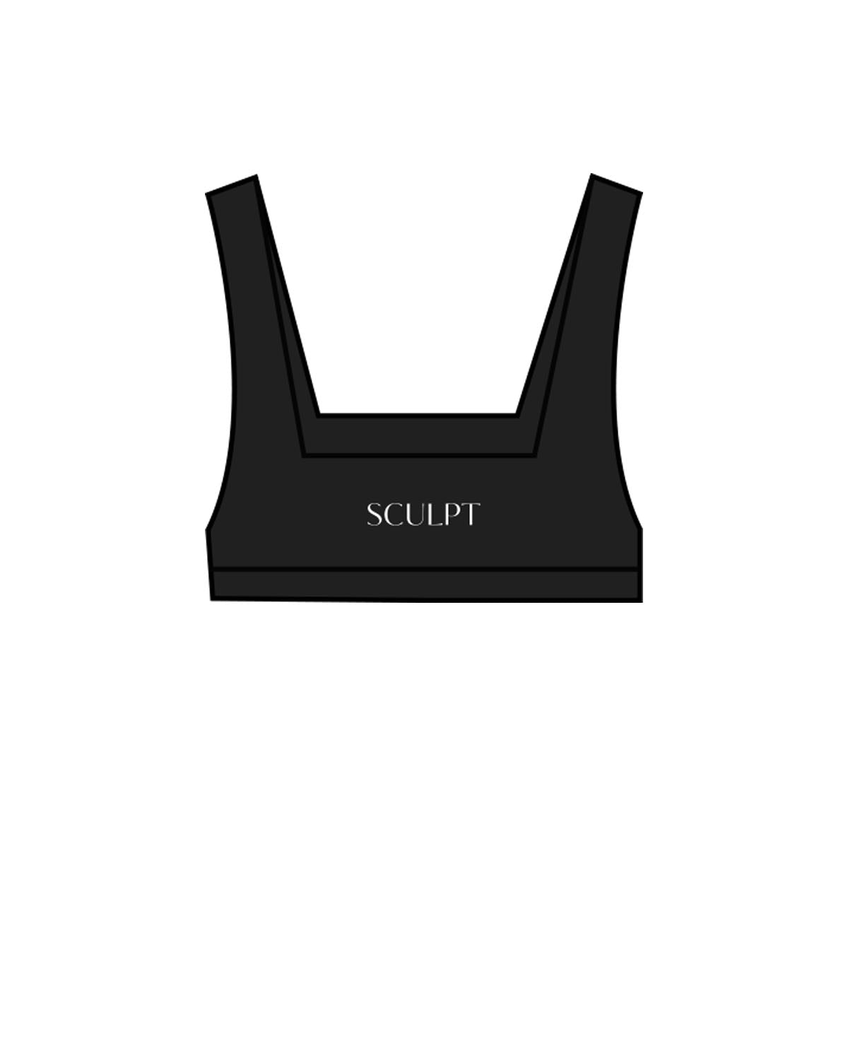 The Box Cut Bra - Black - Sculpt Atelier - Center Back - Printed - White