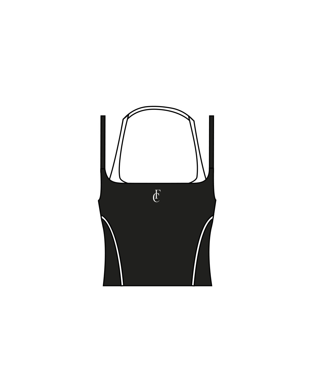The Piped Tank - Black - Flowcorps - Center Chest - Printed - White