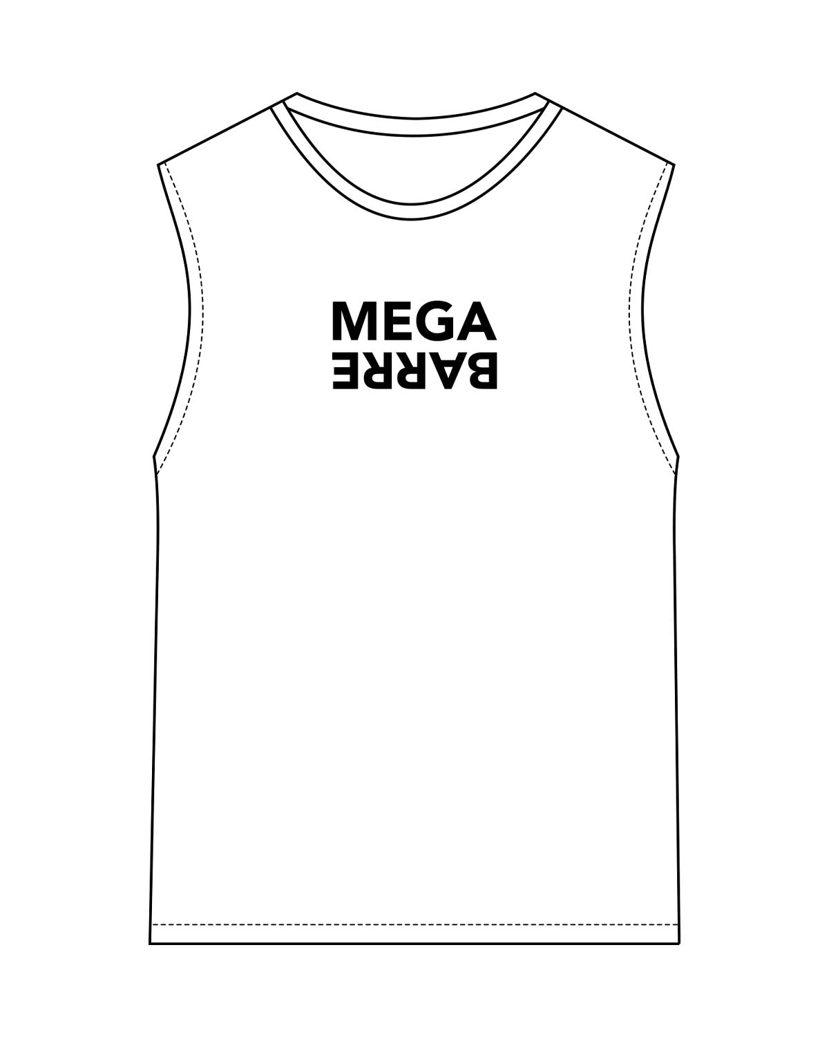 The Womens Classic Tank - White  - Megabarre - Chest Stacked & Back Stacked - Black
