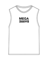 The Womens Classic Tank - White  - Megabarre - Chest Stacked & Back Stacked - Black