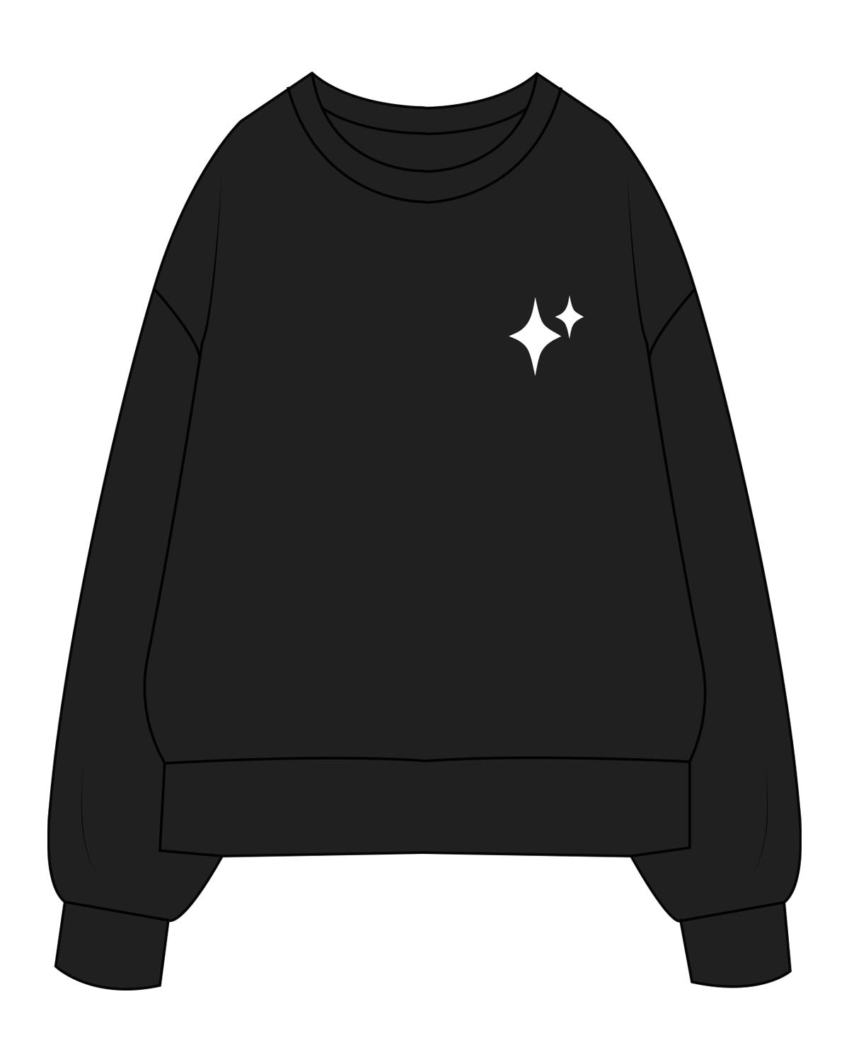 The Womens Heavyweight Crewneck - Black - New Mom School - Left Chest Logo & Center Back Stacked - Printed - White