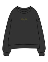 The Womens Crewneck - Washed Black - Golden Lagree - Center Chest & Center Back - Embroidered - Full Color