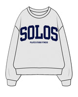 The Mens Crewneck - White Heather - Solos Pilates - Chest Stacked - Navy
