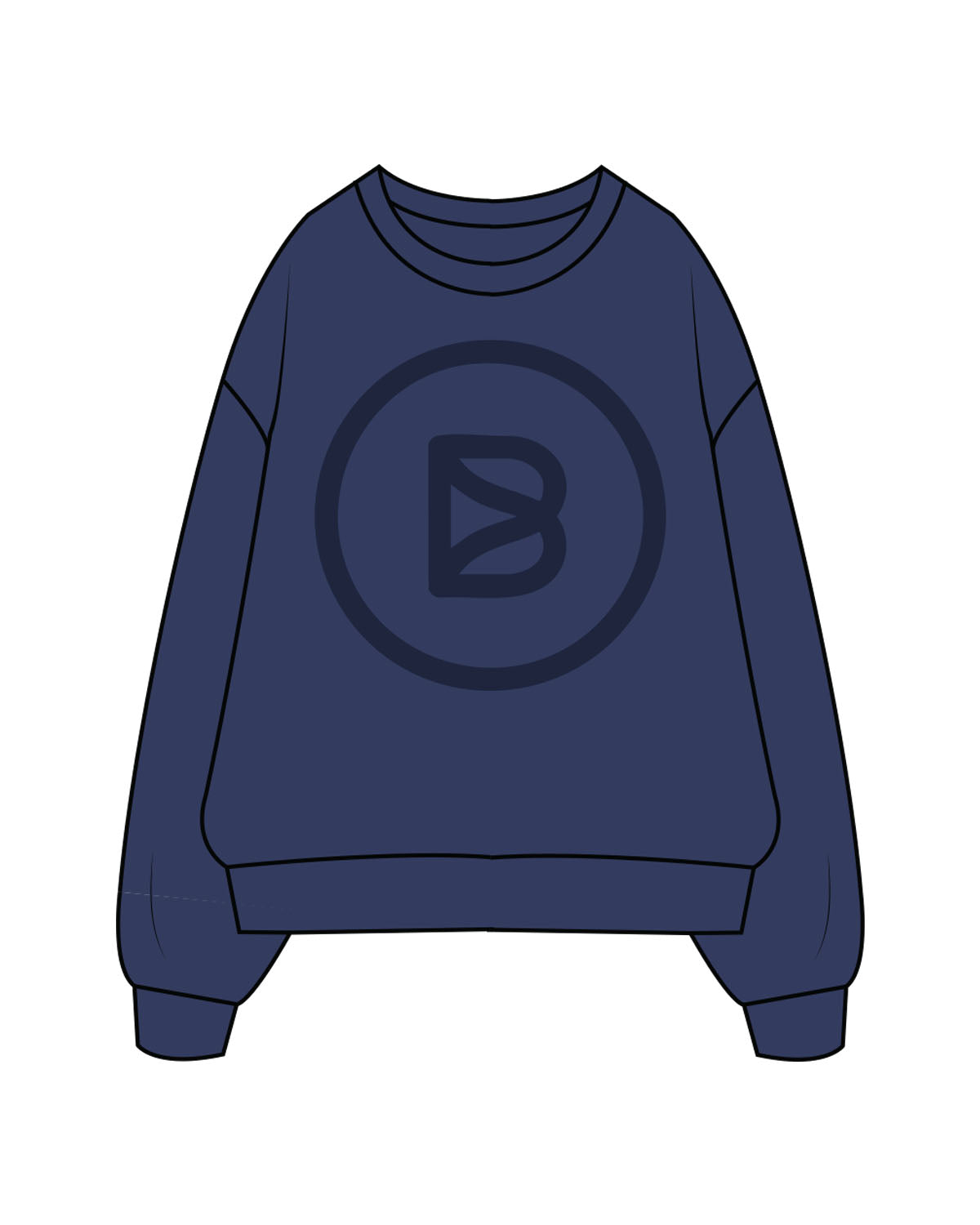 The Mens Crewneck - Cobalt - Bond Fitness - Center Chest Round & Back Neckline - Printed - Tone on Tone