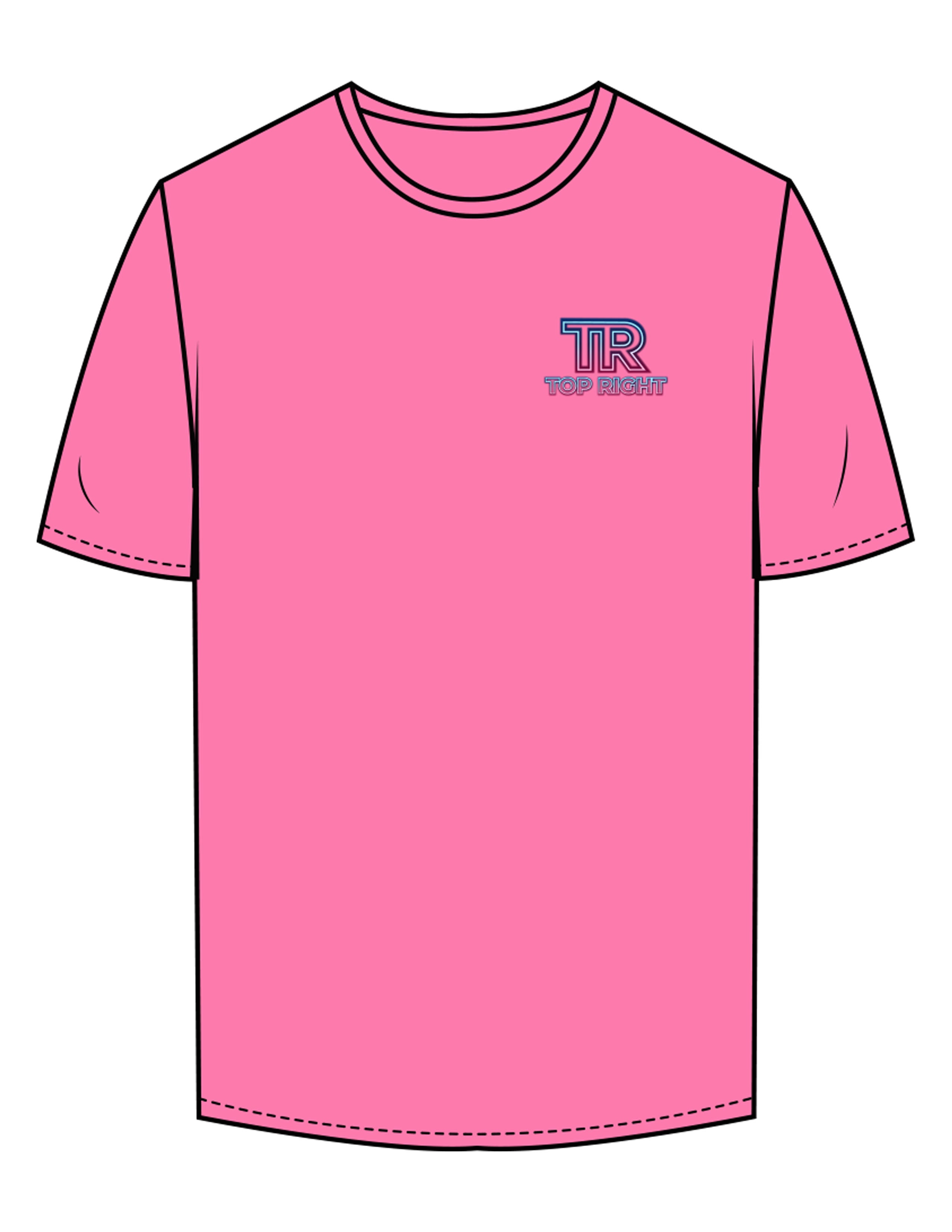 The Mens Tee - Hot Pink - Top Right Collectibles - Left Chest & Back Spine - Printed - Full Color