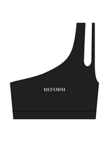 The One Shoulder Bra - Black - REFORM Pilates Studio - Center Chest - Printed - White