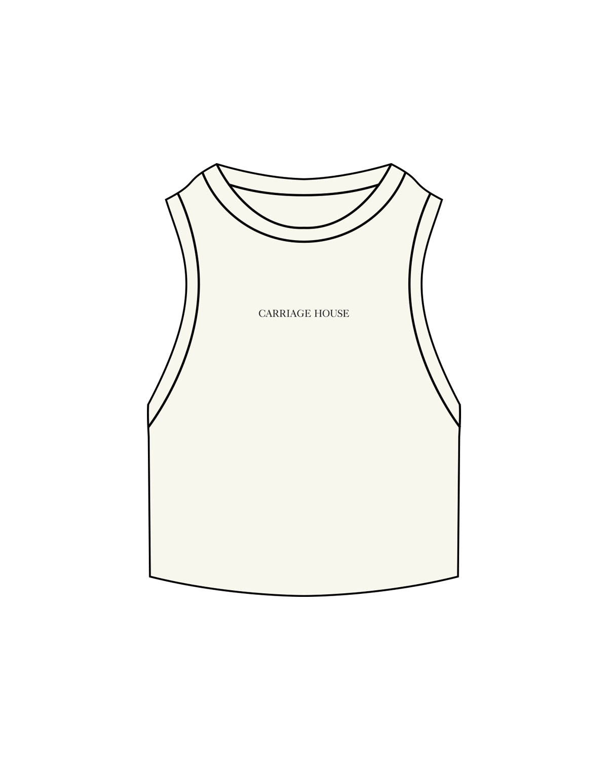 The Ribbed Crop Tank - Off White - Carriage House - Center Chest - Embroidered - Navy