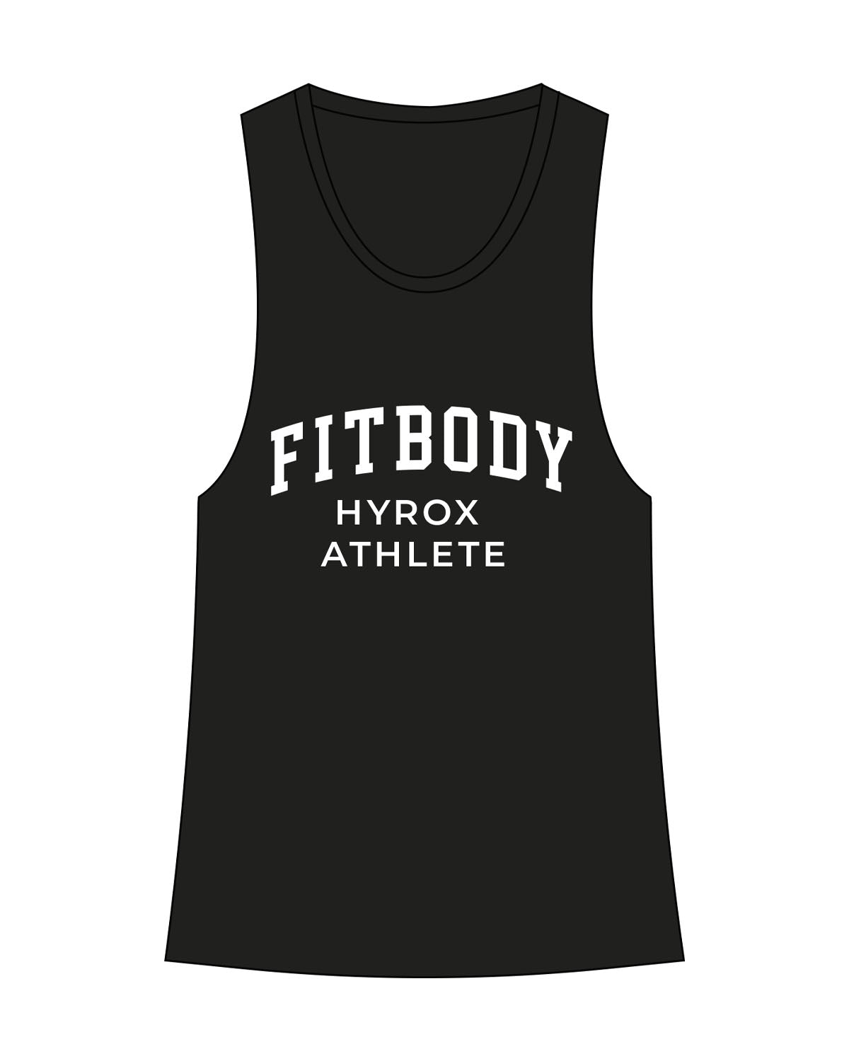 The Womens Racerback Tank - Black - Krista - Center Chest Stacked & Back Neckline Logo - Printed - White