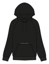 The Womens Heavyweight Hoodie - Black - Core Strong - Front Upper Pocket - Printed - White