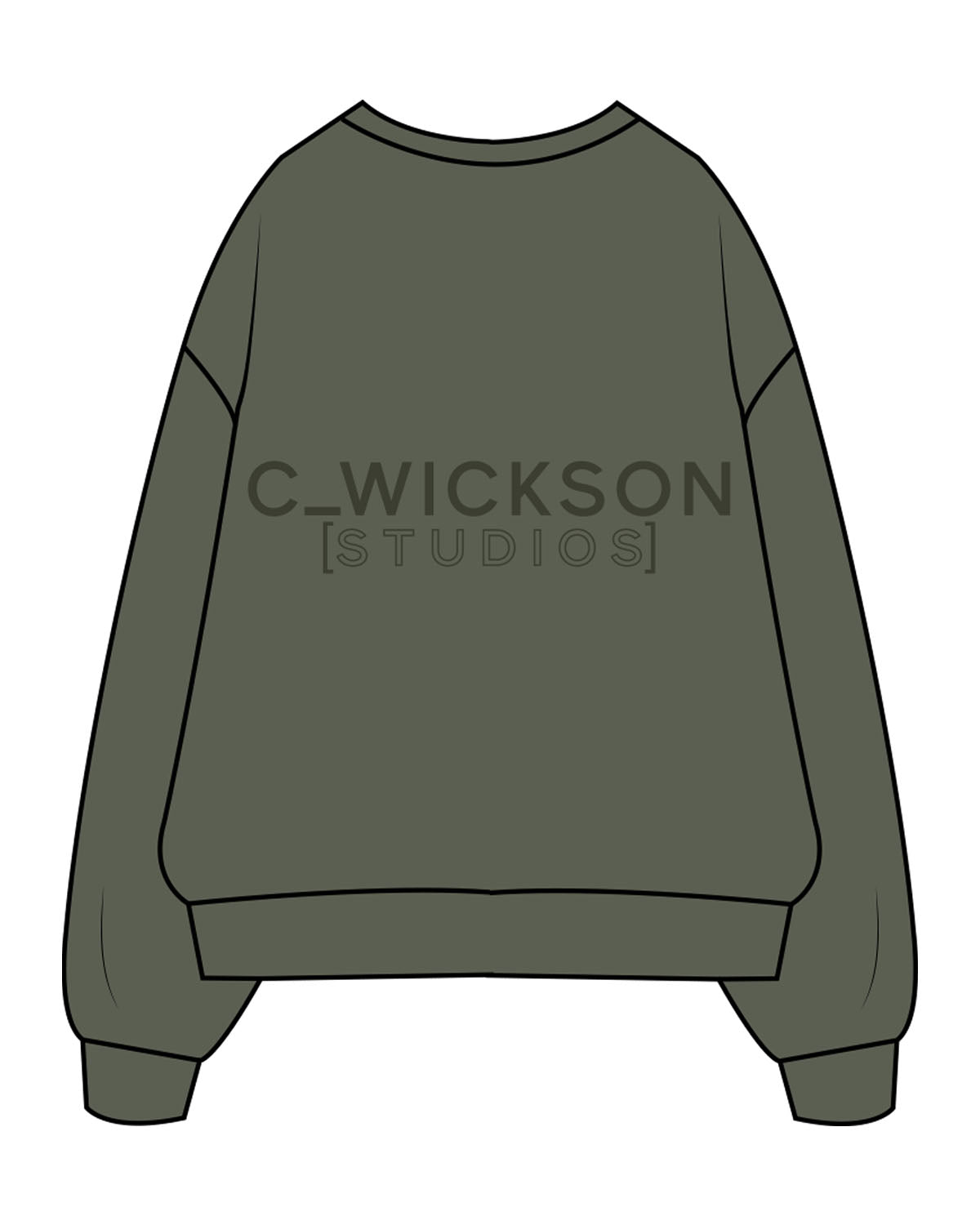 The Mens Crewneck - Cypress - C Wickson - Center Chest Stacked & Center Back Stacked - Printed - Tone on Tone