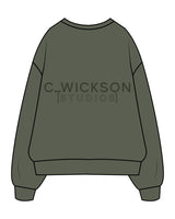 The Mens Crewneck - Cypress - C Wickson - Center Chest Stacked & Center Back Stacked - Printed - Tone on Tone
