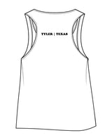The Crop Tank - White - THE PILATES DISTRICT - Center Chest & Back Center  - Printed - Black