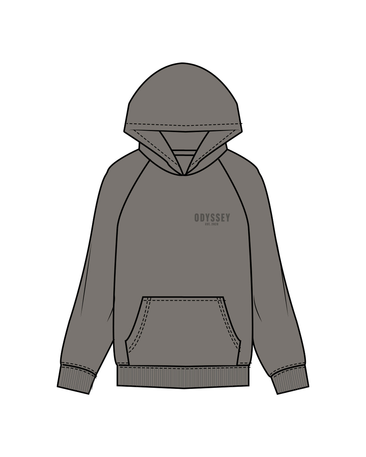 The Mens Hoodie - Washed Gray - Odyssey Performance - Left Chest & Back Stacked - Tone on Tone