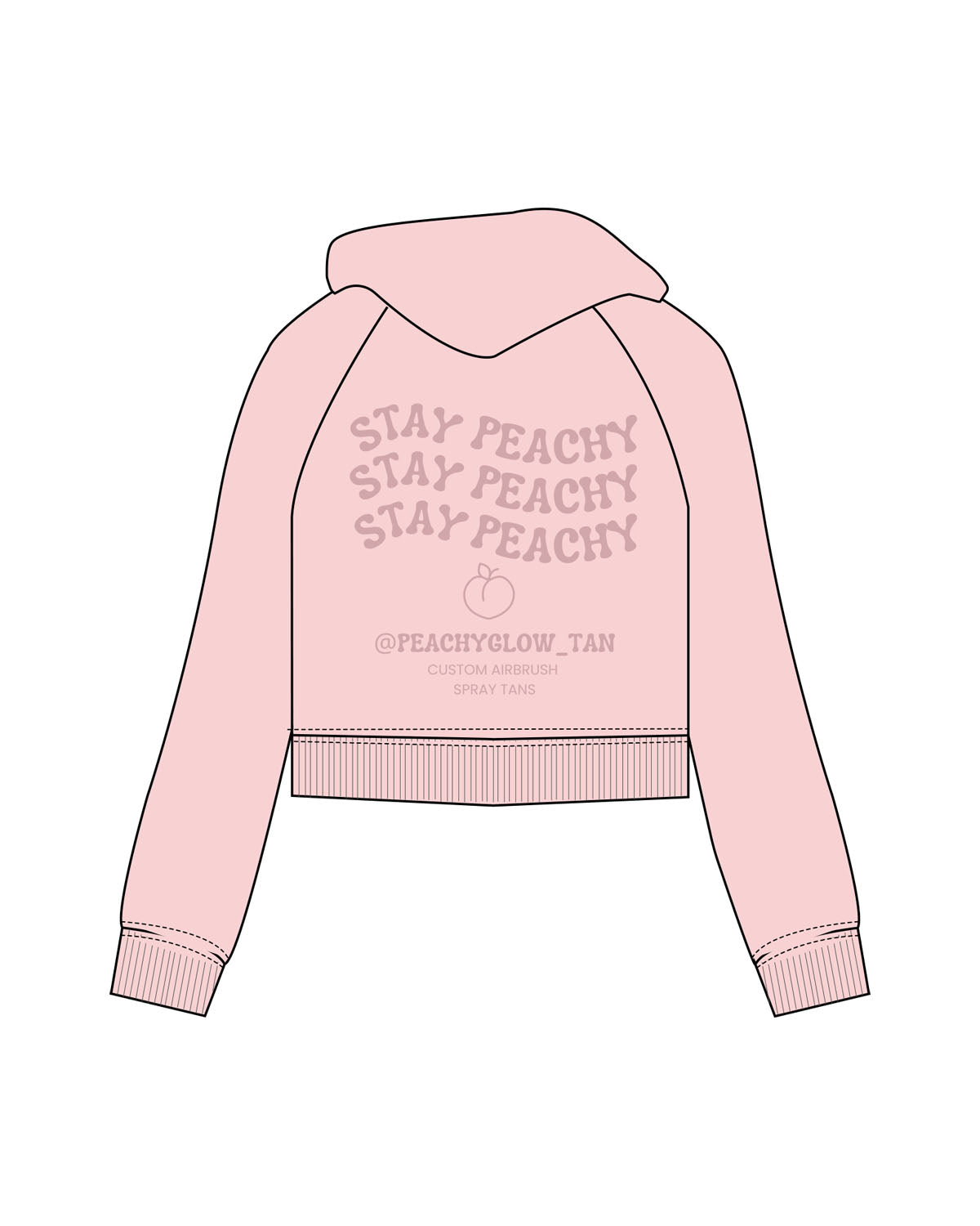 The Half Zip Hoodie - Light Pink - Peachy Glow - Left Chest & Back Stacked - Printed - Tone on Tone