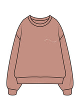 The Womens Crewneck - Clay - Coastal Core - Left Chest Wavy & Back Center - White