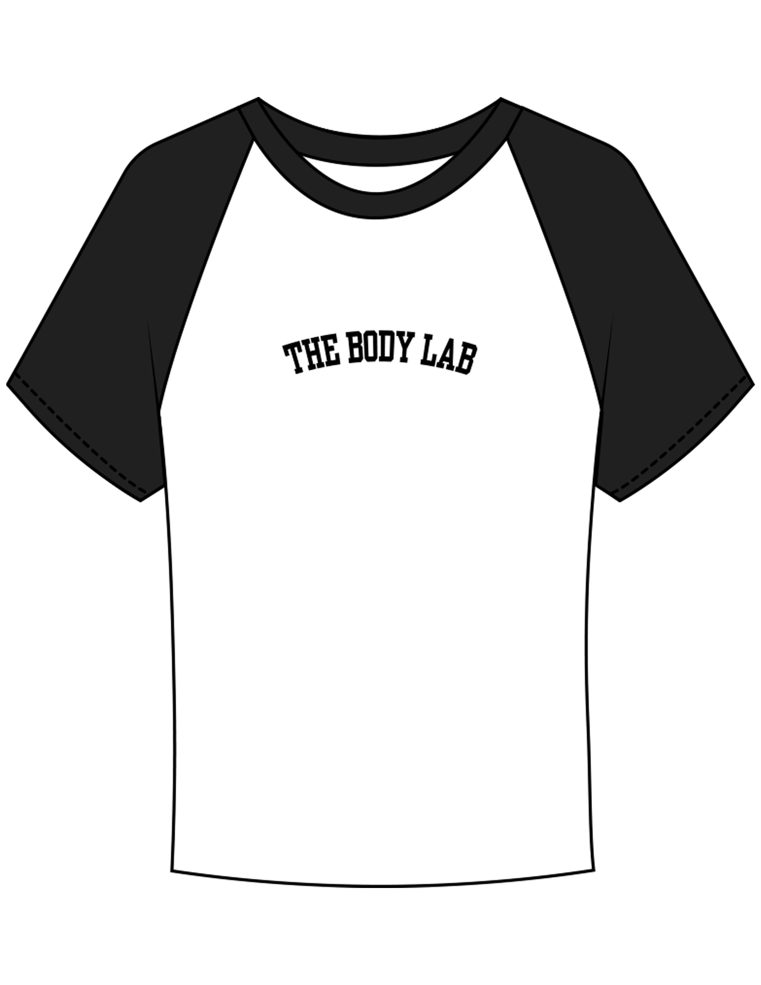 The Micro Rib Baby Tee - White / Black - Body Lab - Center Chest Arc - Printed - Black
