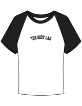 The Micro Rib Baby Tee - White / Black - Body Lab - Center Chest Arc - Printed - Black