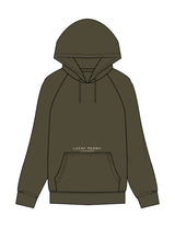 The Mens Classic Hoodie - Army - Lucky Penny - Upper Front Pocket - Embroidered - Off White