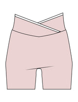 The Piped Crossover Short - Pink - Movement Pilates Buffalo - Back Waistline - Printed - White