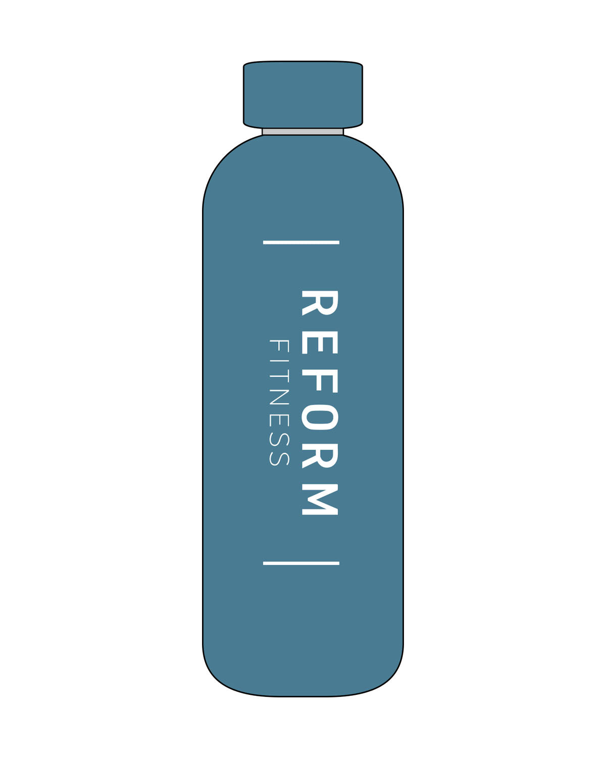The Water Bottle - Teal - Reform Fitness - Center Body Front & Center Body Front - Printed - White