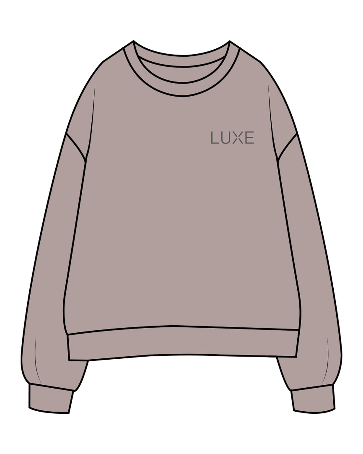 The Womens Crewneck - Washed Gray - Lagree Luxe - Left Chest - Embroidered - Charcoal